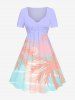 Tenue de Plage Grande Taille Imprimée Cocotier pour Couples - Multi-A 