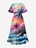 Short de Plage Grande Taille Imprimé Nuage et Vagues Colorés - Multi-A 