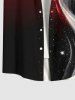 Plus Size Galaxy Light Beam Colorblock Curve Glitter 3D Print Buttons Pocket Hawaii Shirt For Men -  
