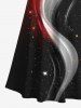 Plus Size Galaxy Light Beam Colorblock Curve Glitter 3D Print Cold Shoulder Crisscross Hawaii Maxi Dress -  