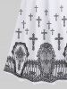 Maxi Robe Costume D'Halloween Crâne Imprimée Croisé à Epaule Dénudée Grande Taille - Blanc 3X