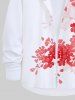 Plus Size Flower Branch Print Hawaii Ombre Buttons Shirt For Men -  