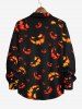Plus Size Pumpkin Lantern Fire Flame Print Halloween Buttons Shirt For Men -  