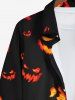 Plus Size Pumpkin Lantern Fire Flame Print Halloween Buttons Shirt For Men -  