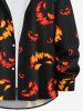 Plus Size Pumpkin Lantern Fire Flame Print Halloween Buttons Shirt For Men -  