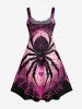 Robe D'Halloween Costume Ombrée Cœur et Toile D'Araignée Imprimés de Grande Taille - Multi-A 4X