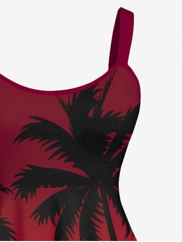 Plus Size Coconut Tree Sunset Sea Sailboat Ombre Print Hawaii Tank Dress