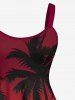 Plus Size Coconut Tree Sunset Sea Sailboat Ombre Print Hawaii Tank Dress -  