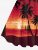 Plus Size Coconut Tree Sunset Sea Sailboat Ombre Print Hawaii Tank Dress -  