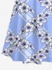 Plus Size Floral Geometric Plaid Print Hawaii Crisscross A Line Maxi Dress -  