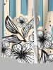 Plus Size Floral Geometric Striped Colorblock Print Hawaii Button Pocket Shirt For Men -  