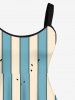 Plus Size Floral Geometric Striped Colorblock Print Hawaii A Line Tank Dress -  