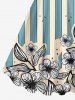 Plus Size Floral Geometric Striped Colorblock Print Hawaii A Line Tank Dress -  