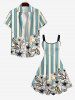 Plus Size Floral Geometric Striped Colorblock Print Hawaii A Line Tank Dress -  