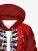 Plus Size Halloween Costume Pirate Skeleton Buckle Skull 3D Print Pocket Hoodie For Men -  