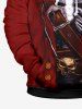 Plus Size Halloween Costume Pirate Skeleton Buckle Skull 3D Print Pocket Hoodie For Men -  