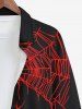 Plus Size Halloween Spider Web Insect Print Buttons Long Sleeve Shirt For Men -  