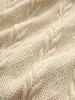 Plus Size Cable Knit Horn Buttons Pockets Hooded Coat -  