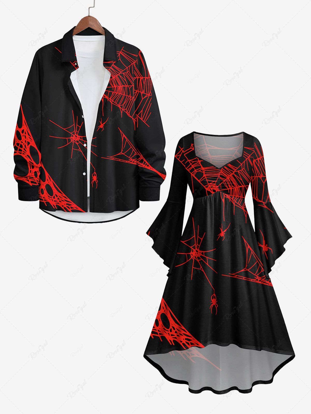 Costume D'Halloween pour Couples en Toile D'araignée Grande Taille Noir 