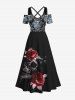 Halloween Costume Skulls Rose Flower Print Plus Size Matching Outfit For Couples -  