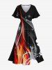 Tenue de Plage Grande Taille Costume D'ombre en Feu Floral Léger Assortie pour la Plage - Noir 