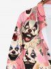 Plus Size Clown Print Halloween Button Long Sleeves Shirt For Men -  