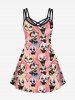 Plus Size Clown Print Halloween Costume Crisscross A Line Cami Dress -  