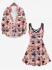 Plus Size Clown Print Halloween Costume Crisscross A Line Cami Dress -  