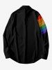 Plus Size Skeleton Swing Colorful Rainbow Print Halloween Button Shirt For Men -  