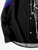 Plus Size Skeleton Swing Colorful Rainbow Print Halloween Button Shirt For Men -  
