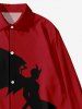 Plus Size Wizard Bat Two Tone Print Halloween Button Shirt For Men -  