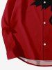 Plus Size Wizard Bat Two Tone Print Halloween Button Shirt For Men -  