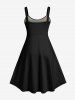 Robe Trapèze D'Halloween Squelette Arc-en-ciel Imprimée de Grande Taille - Noir L
