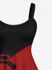 Robe D'Halloween Bicolore Aile D'Ange Imprimée de Grande Taille - Noir 3X