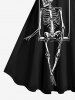Plus Size Skeleton Swing Colorful Rainbow Print Halloween Costume A Line Tank Dress -  