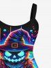Robe D'Halloween Costume de Sorcier Citrouille Imprimée de Grande Taille - Noir XS