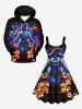 Robe D'Halloween Costume de Sorcier Citrouille Imprimée de Grande Taille - Noir 3X