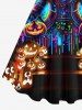 Robe D'Halloween Costume de Sorcier Citrouille Imprimée de Grande Taille - Noir 6X