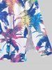 Plus Size Colorful Coconut Tree Tropical Print Split Hawaii Midi Dress -  