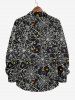 Plus Size Halloween Costume Spider Web Moon Star Print Buttons Long Sleeve Shirt For Men -  