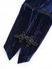 Manteau grande taille à fermeture éclair intégrale, boutons brandebourg, velours texturé pailleté, bordure en fourrure, capuche et manches longues - Bleu profond M | US 10