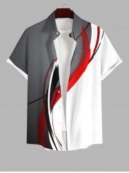 Chemise Bicolore Courbe en Blocs de Couleurs avec Poche de Grande Taille pour Homme - Multi-A 4XL