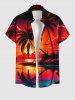 Coconut Tree Sunset Sea Mountain Cloud Ombre Print Plus Size Matching Hawaii Beach Outfit For Couples -  