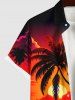 Coconut Tree Sunset Sea Mountain Cloud Ombre Print Plus Size Matching Hawaii Beach Outfit For Couples -  
