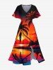 Coconut Tree Sunset Sea Mountain Cloud Ombre Print Plus Size Matching Hawaii Beach Outfit For Couples -  