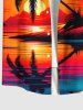 Coconut Tree Sunset Sea Mountain Cloud Ombre Print Plus Size Matching Hawaii Beach Outfit For Couples -  