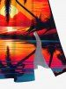 Coconut Tree Sunset Sea Mountain Cloud Ombre Print Plus Size Matching Hawaii Beach Outfit For Couples -  