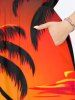 Coconut Tree Sunset Sea Mountain Cloud Ombre Print Plus Size Matching Hawaii Beach Outfit For Couples -  