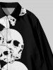 Ensemble Costume D'Halloween Imprimé Crâne et Rose Grande Taille pour Couples - Noir 