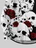 Ensemble Costume D'Halloween Imprimé Crâne et Rose Grande Taille pour Couples - Noir 
